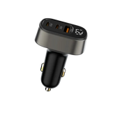 125W 3-Port USB-C Car Charger with LED Display, PD 3.0 & QC 4.0 Fast Charging